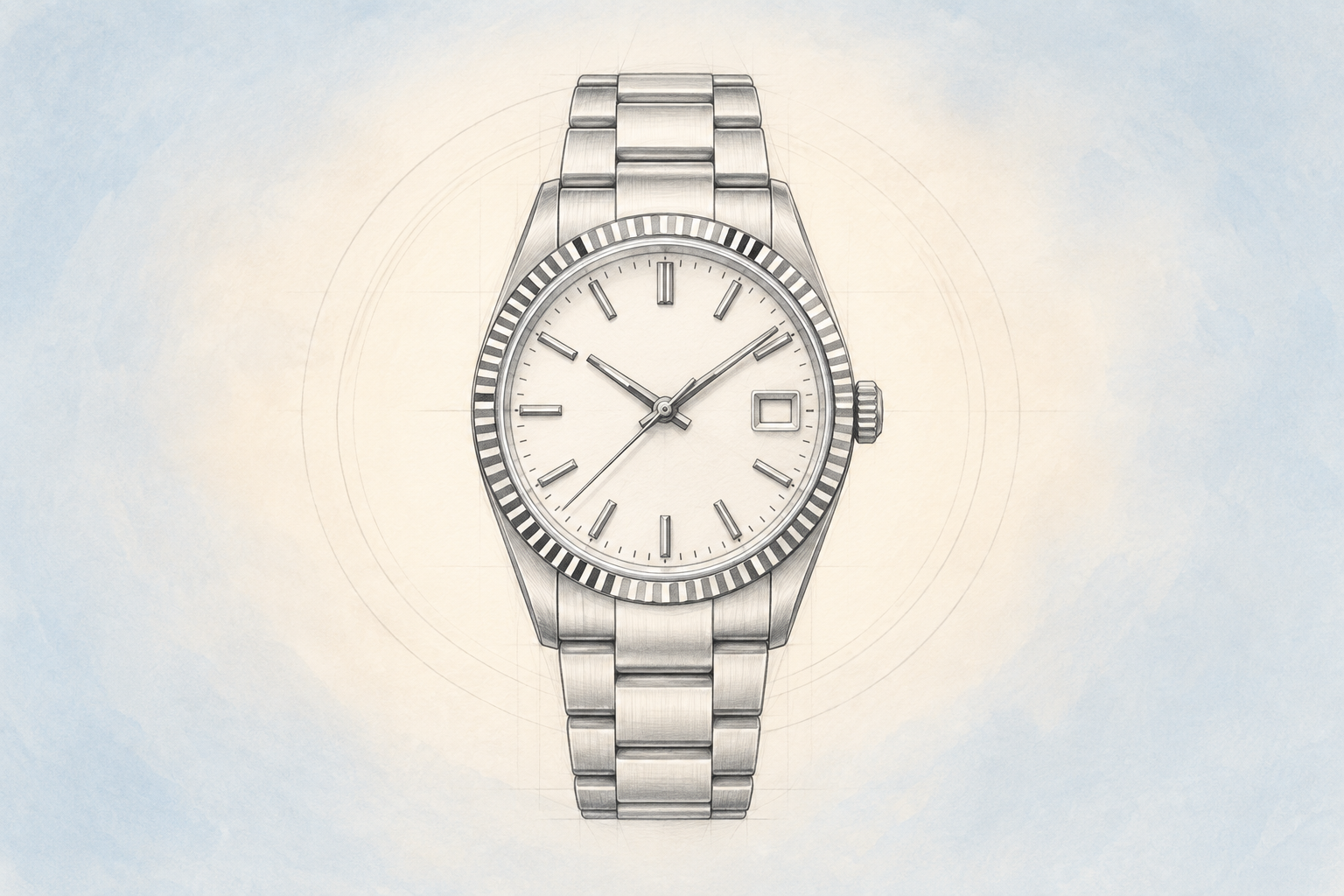 A hand-drawn stainless-steel watch representing a meaningful family heirloom